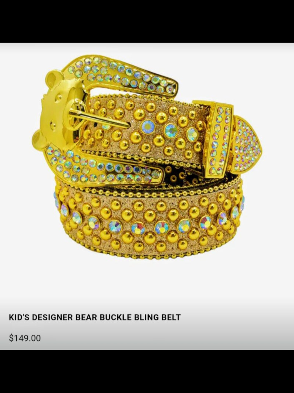 SILVER Kid's Bear Buckle Bling Belt